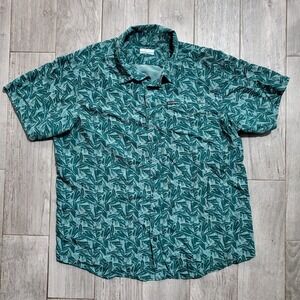 Columbia Men's XL Green Leaf Tropical Hawaiian Camp Shirt Button Down